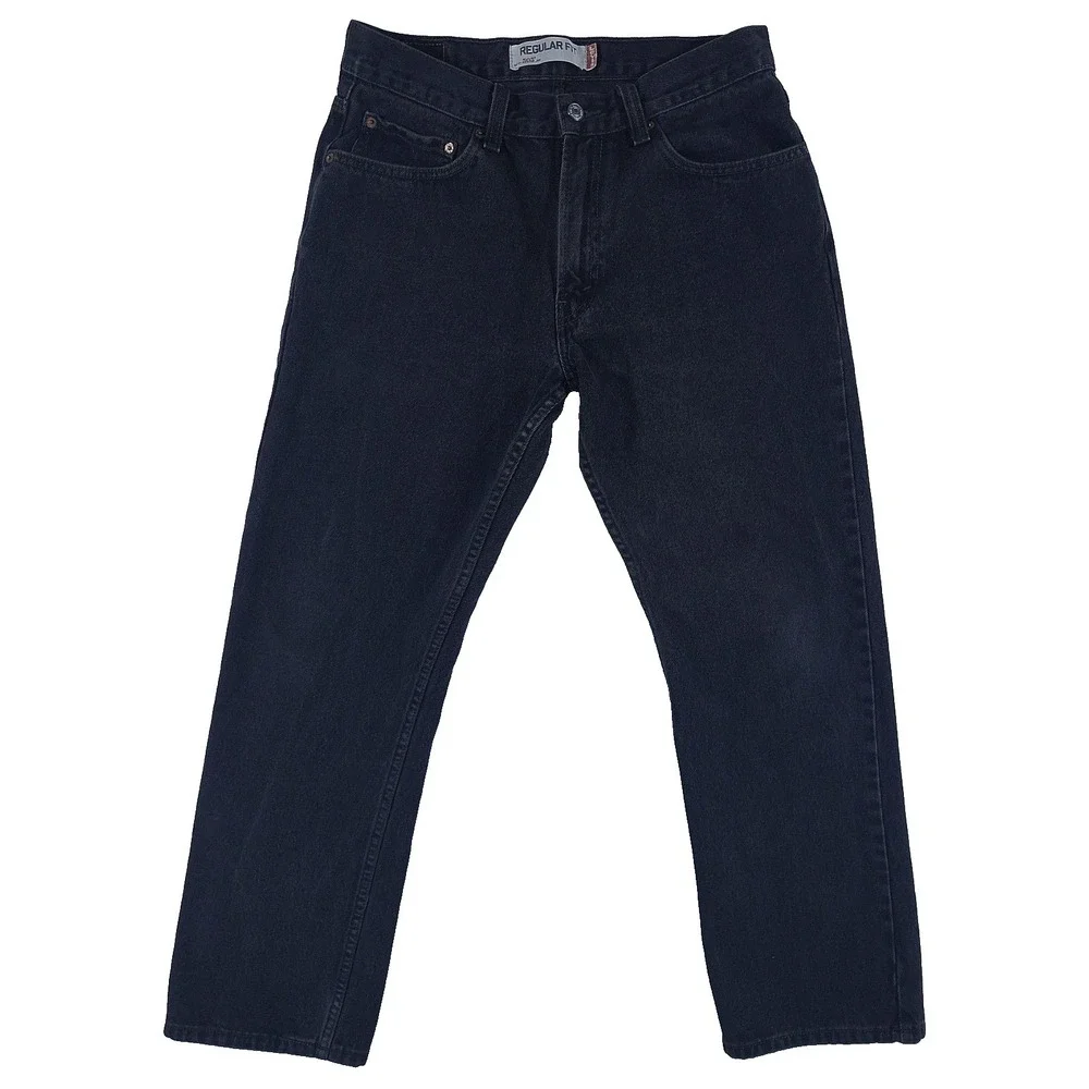 Levis 505 Regular Fit Black Jeans Straight Leg W33 L30 Mens Classic Denim Cotton